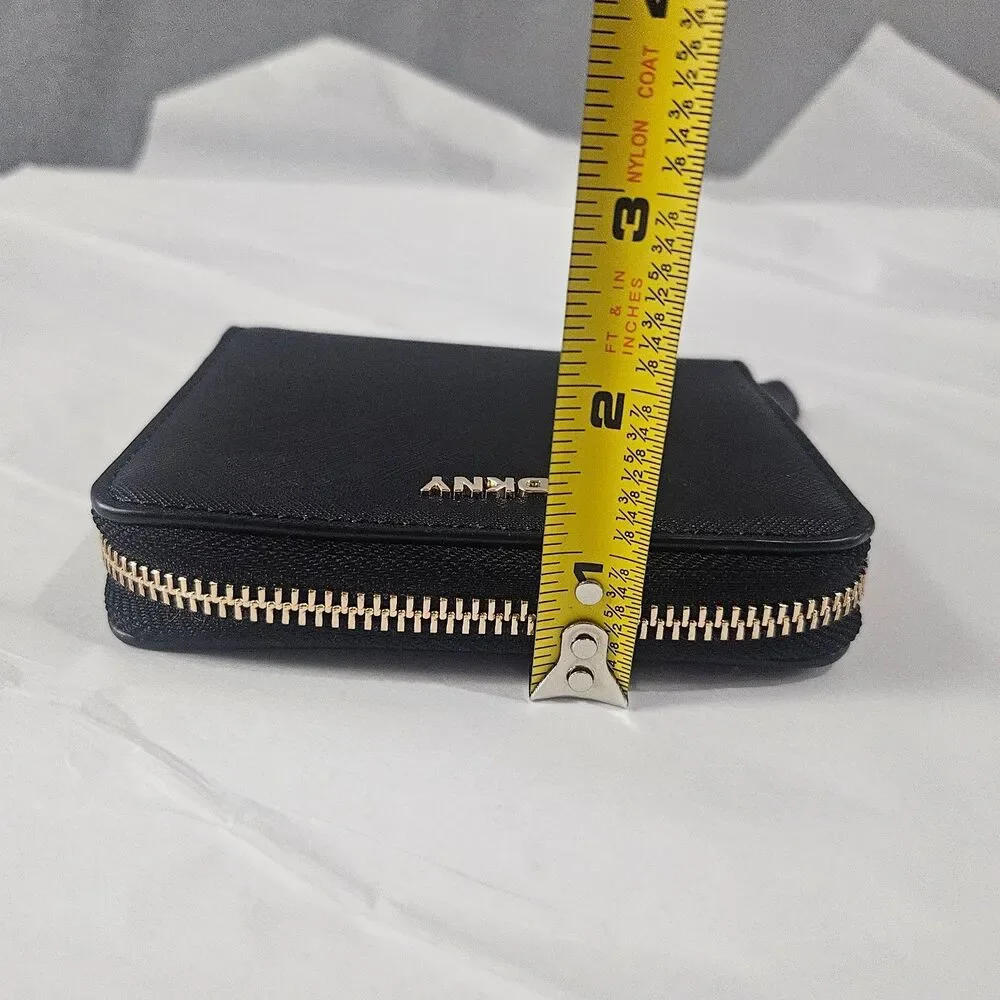 DKNY Zip-Around Skater Wallet Faux Leather Gold Zip